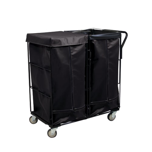 Royal Basket 11 Bushel Two Compartment Janitorial Linen Cart, 2 Rigid, 2 Swivel Casters